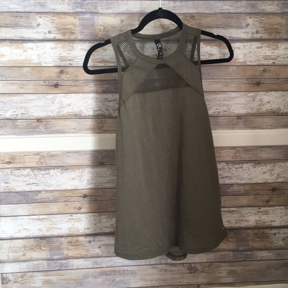 Green tank top with netted back size small